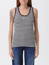 Maison Kitsuné Striped Cotton Sleeveless Top With Round Neck In Animal Print