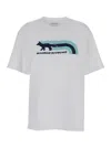 Maison Kitsuné T-shirt Oversize Con Stampa Logo Floreale In Cotone Bianco Uomo In White