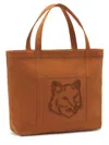 Maison Kitsuné Fox Head Small Tote Bag In Brown