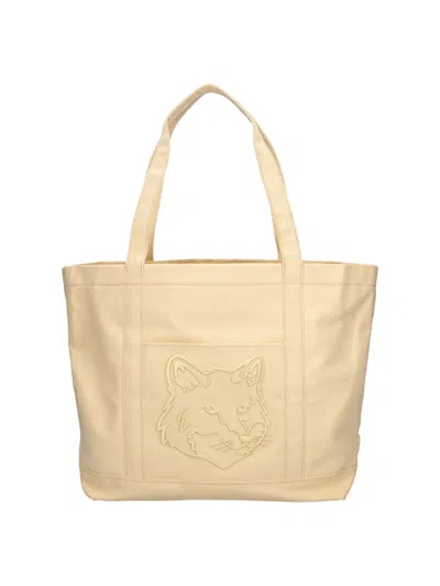 Maison Kitsuné Tote Bag "fox Head" In Yellow