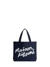 Maison Kitsuné Tote Bag With  Signature Print In Blue