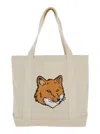 Maison Kitsuné Fox Head Tote Bag In White