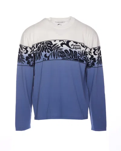Maison Kitsuné Tropical Band Sweater In Blue