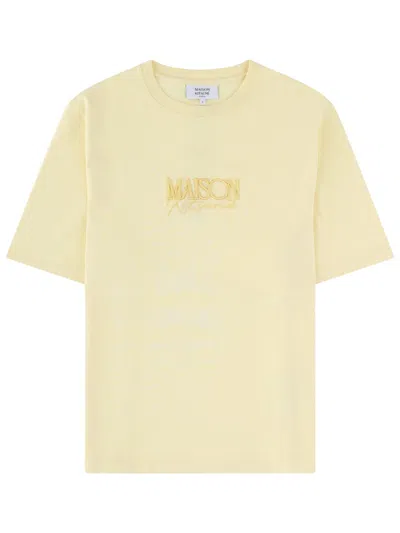 Maison Kitsuné Yellow Logo Crew Neck T-shirt