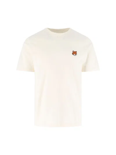 Maison Kitsuné T-shirt With Fox Head Embroidery In Transparent