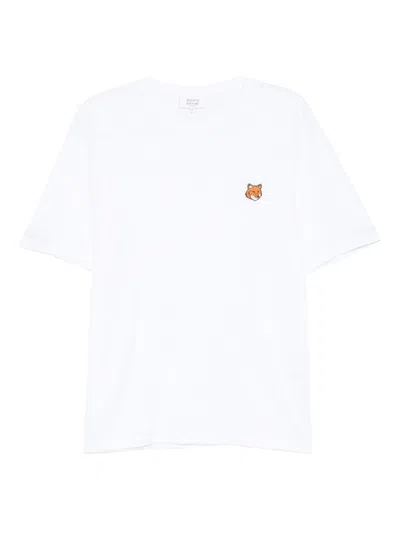Maison Kitsuné T-shirt In Cotono Bianco Con Logo Maison Kitsune In White