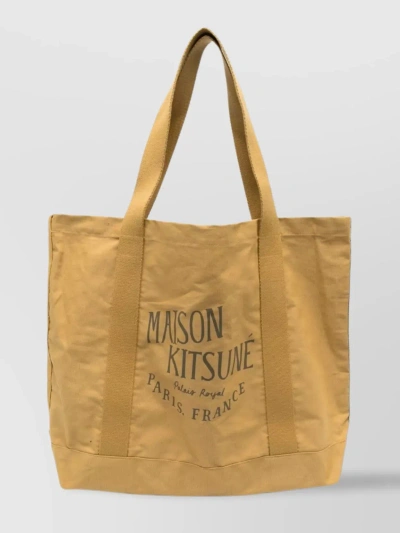 Maison Kitsuné Twin Handle Tote Bag In Classic Silhouette In Brown