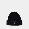 MAISON KITSUNÉ MAISON KITSUNÉ UNISEX BOLD FOX PATCH RIBBED BEANIE