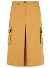 Maison Kitsuné Cotton Skirt Featuring Cargo Pockets In Brown