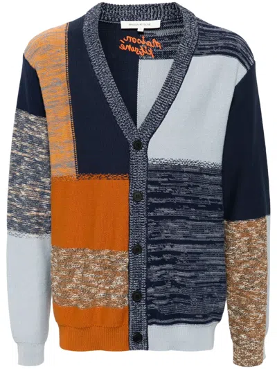 Maison Kitsuné V-neck Knit Cardigan In Blue