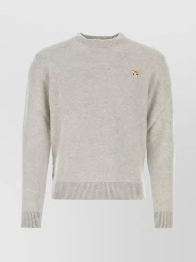 Maison Kitsuné Versatile Ribbed Crewneck Sweater In White