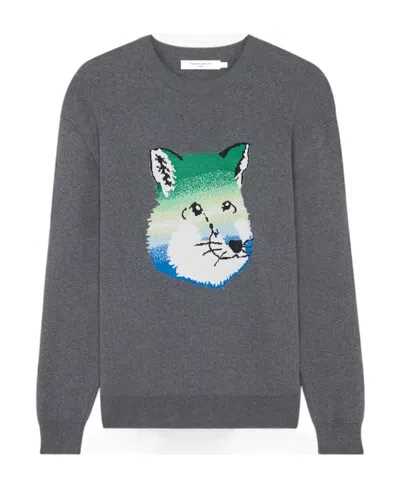 MAISON KITSUNÉ VIBRANT FOX HEAD INTARSIA PULLOVER
