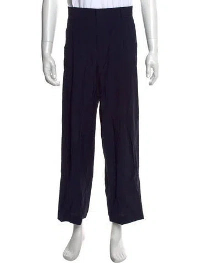 Pre-owned Maison Kitsuné Virgin Wool Dress Pants In Blue