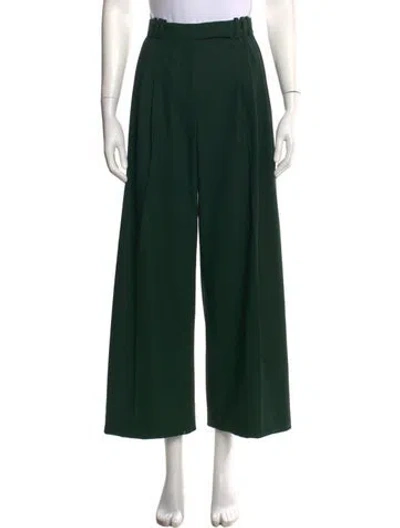 Pre-owned Maison Kitsuné Virgin Wool Wide Leg Pants In Green