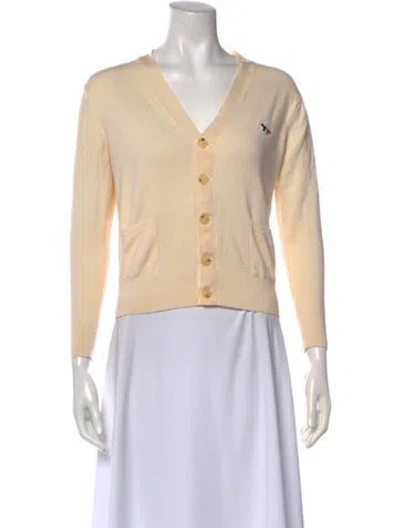 Pre-owned Maison Kitsuné V-neck Sweater In White