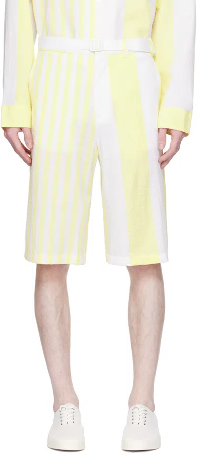 Maison Kitsuné X Olympia Le-tan Poolside Belted Shorts In P725 Lemon