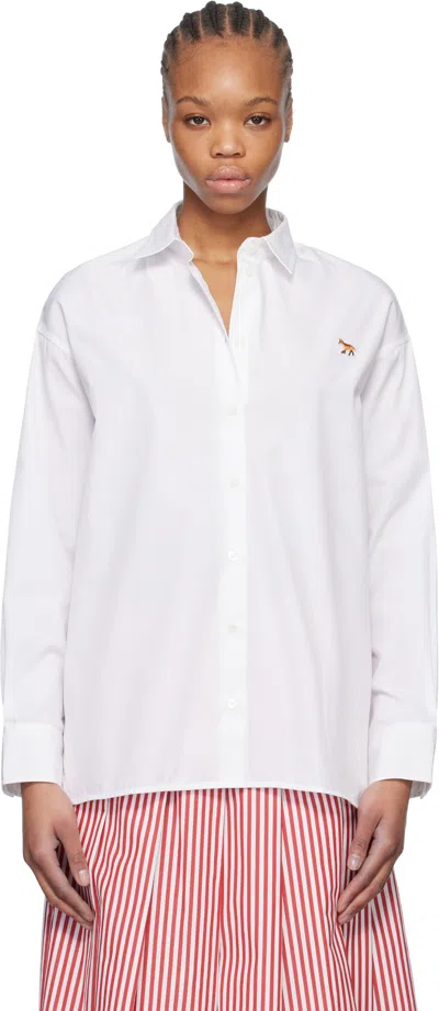 Maison Kitsuné White Baby Fox Patch Classic Shirt In P100 White