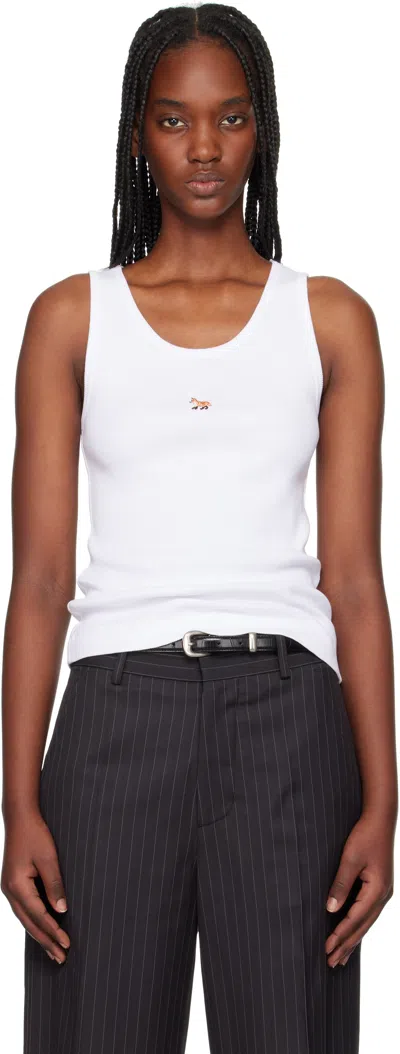 MAISON KITSUNÉ WHITE BABY FOX RIBBED TANK TOP