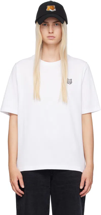 Maison Kitsuné Grey Fox Head Patch Classic T-shirt In White