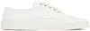 MAISON KITSUNÉ WHITE CANVAS LACE-UP SNEAKERS