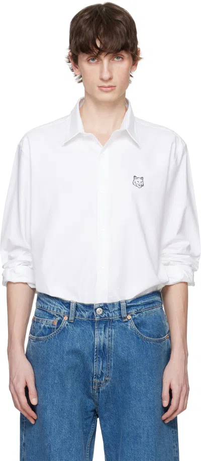 Maison Kitsuné White Contour Fox Head Skate Shirt In P100 White