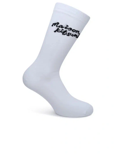 Maison Kitsuné White Cotton Blend Socks