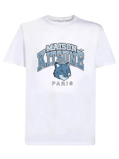 Maison Kitsuné White Cotton Logo Print T-shirt