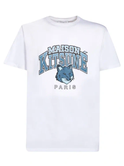 Maison Kitsuné Maison Kitsune T Shirt With Campus Fox Print In White