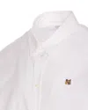 Maison Kitsuné Button Down Classic Shirt With Institutional Fox H Clothing In White