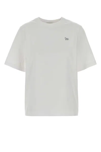 Maison Kitsuné Cotton T-shirt Short Sleeves Crew Neck In White