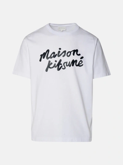 Maison Kitsuné T-shirt Logo Scritta In White