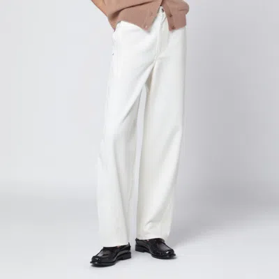 Maison Kitsuné White Cotton Trousers In Multi