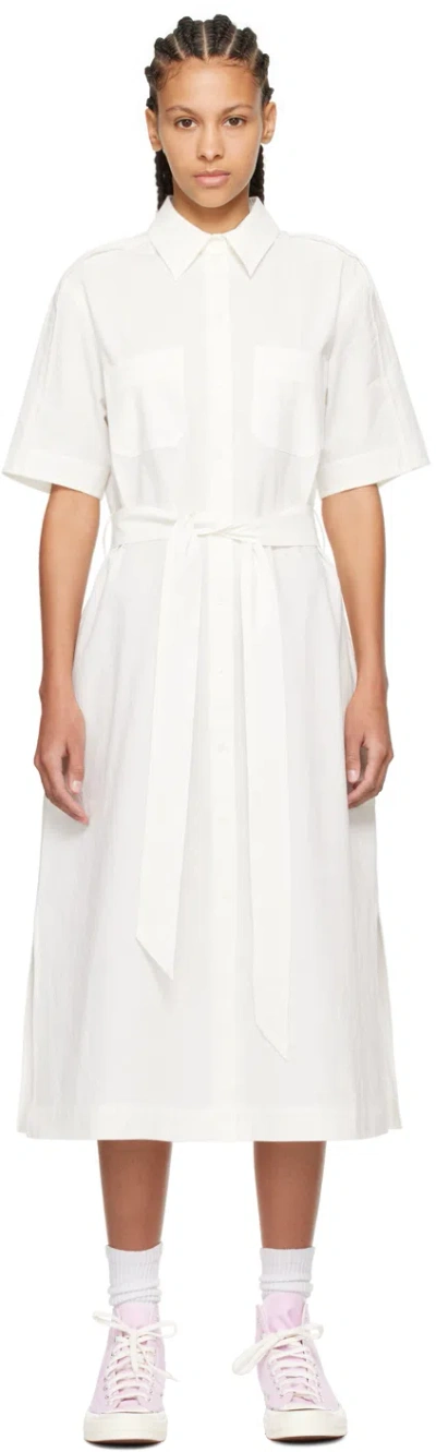 Maison Kitsuné White Crinkled Midi Dress