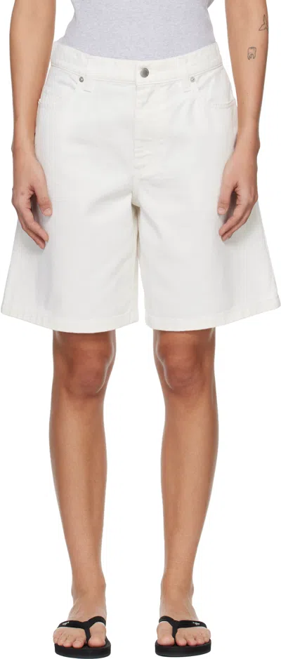 Maison Kitsuné Denim Cotton Shorts In White