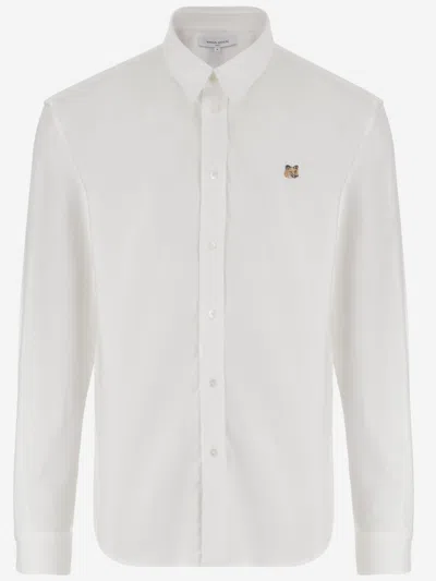 MAISON KITSUNÉ WHITE FOX HEAD COTTON SHIRT