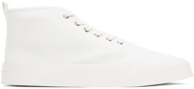 Maison Kitsuné White High-top Canvas Lace-up Sneakers In P100 White