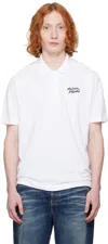 Maison Kitsuné Handwriting Cotton Polo Shirt In M186 White/black