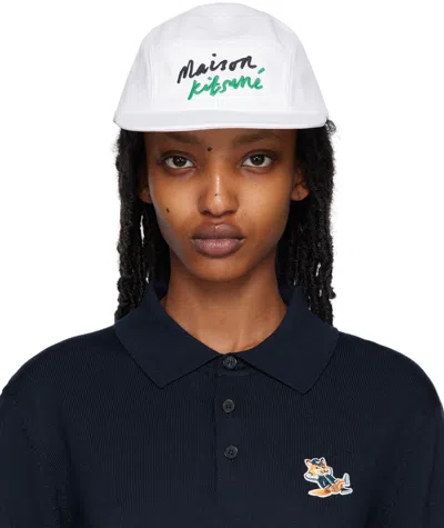 Maison Kitsuné White Mini Handwriting Cap In P101 White