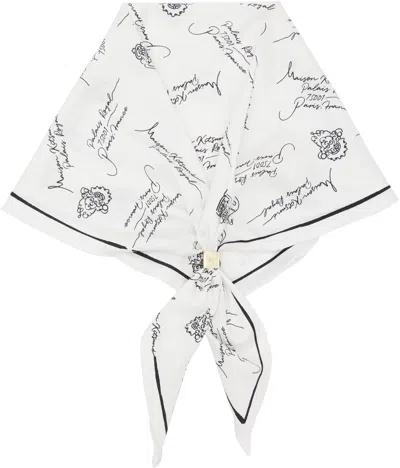 Maison Kitsuné White 'poetic Paris' Scarf