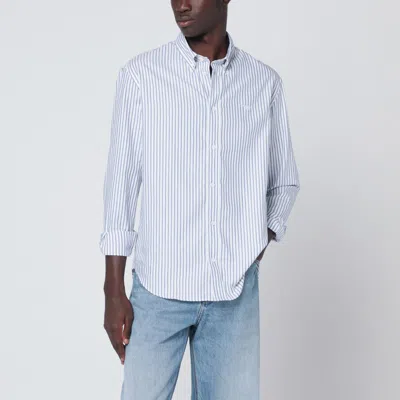 Maison Kitsuné White Striped Button-down Shirt In Blue