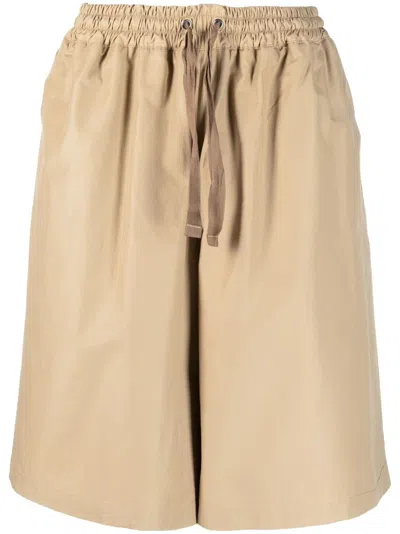 Maison Kitsuné Wide-leg Drawstring-waist Shorts In Neutrals