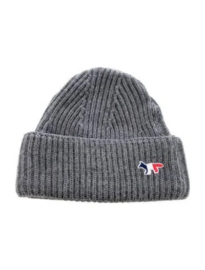 Pre-owned Maison Kitsuné Winter Wool Beanie In Gray