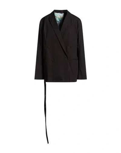 Maison Kitsuné Woman Blazer Black Size 6 Cotton In Blue