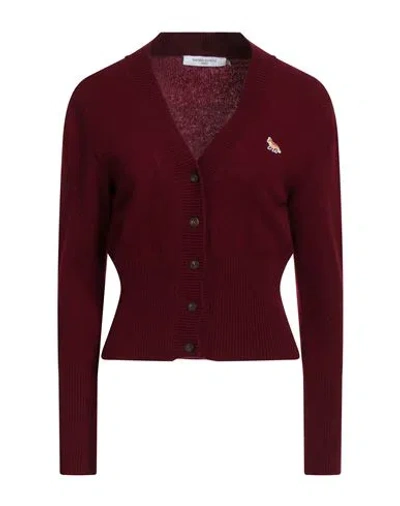 Maison Kitsuné Woman Cardigan Burgundy Size S Lambswool