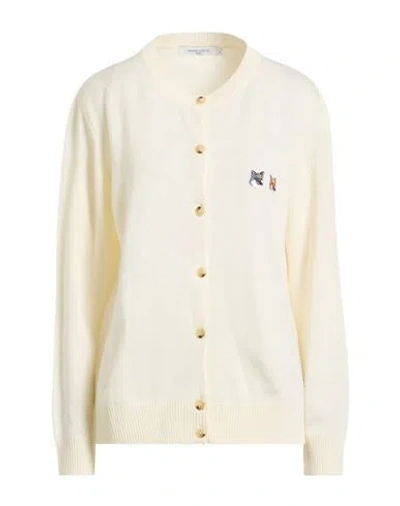 Maison Kitsuné Woman Cardigan Ivory Size Xl Wool In Neutral