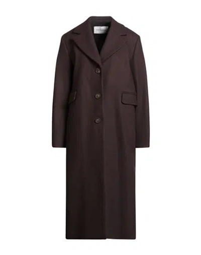 Maison Kitsuné Woman Coat Chocolate Brown Size 4 Wool