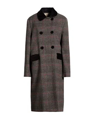 Maison Kitsuné Woman Coat Taupe Size L Wool, Polyester, Polyamide, Cotton In Gray