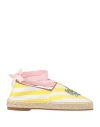 Maison Kitsuné Striped Lace-up Espadrilles In Yellow
