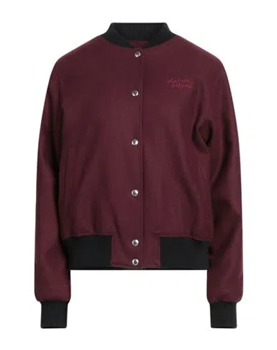 Maison Kitsuné Woman Jacket Burgundy Size M Wool, Polyamide, Cotton, Elastane