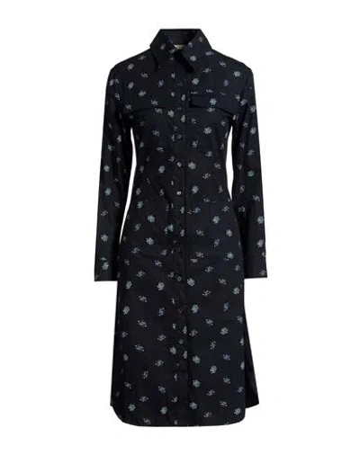 Maison Kitsuné Woman Midi Dress Midnight Blue Size L Cotton